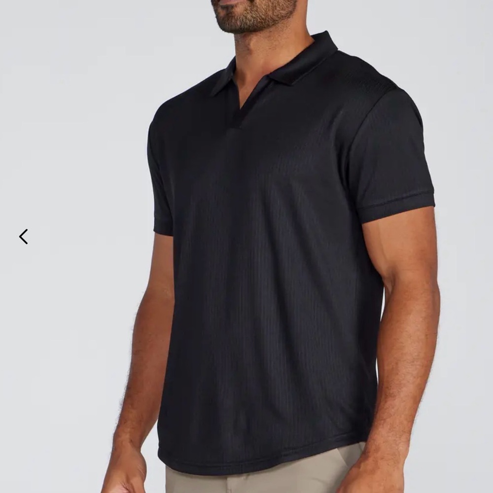 BYLT Men's Ribbed Short Sleeve Open V Polo Size 3XL In Navy - Picture 2 of 12